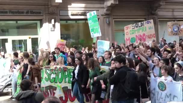 Milano Italia Marzo 2019 Coro Picchettieri Che Camminano Allo Sciopero — Video Stock