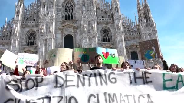 Mailand Italien März 2019 Chor Der Streikposten Demonstriert Globalen Streik — Stockvideo