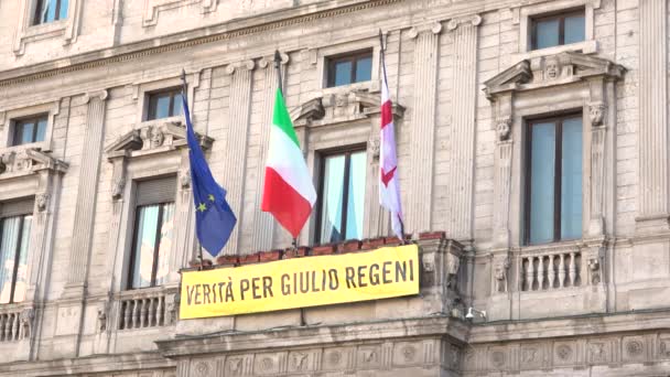 Milano Italia Marzo 2019 Banner Amnesty International Campagna Giulio Regeni — Video Stock