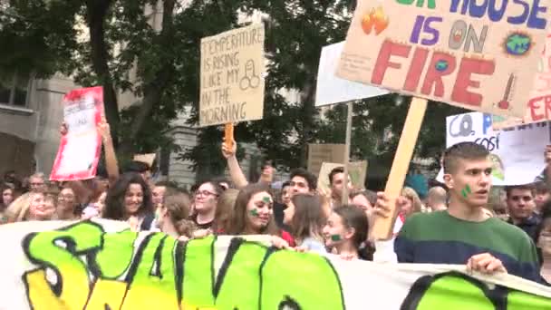 Milan Italië September 2019 Koor Van Studenten Die Protesteren Tegen — Stockvideo