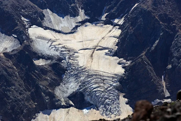Glacier on the slope of Mount Elbrus in the North Caucasus in Russia.