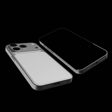 Şeffaf bir geçmişi olan gümüş renkli akıllı telefon. Yüksek kalite fotoğraf