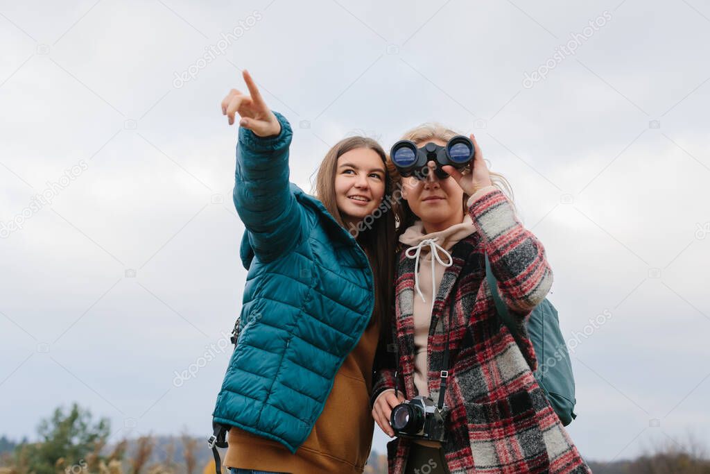 two female friends enjoying nature