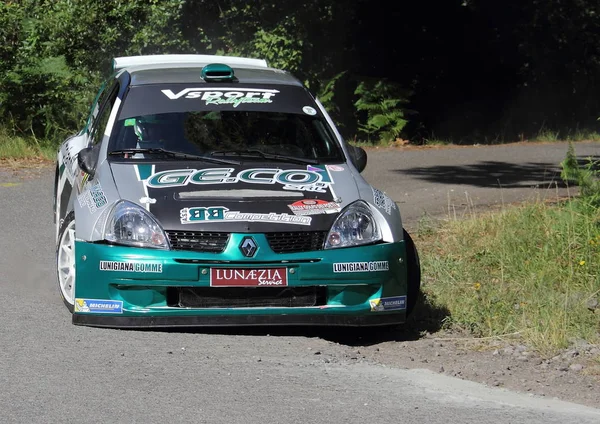 Coche Carreras Renault Clio Williams Durante Juicio Cronometrado Del Rally — Foto de Stock