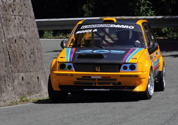 Peugeot 205 Gti Prototipo Coche Carreras Durante Carrera Velocidad Cuesta —  Fotos de Stock