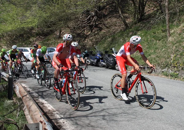 Ciclisti Del Giro Dell Appennino Svoltosi Aprile 2018 Impegnati Sulla — Foto Stock
