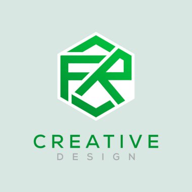 Mimalist Harf FR Çokgen logo vektör şablonu.