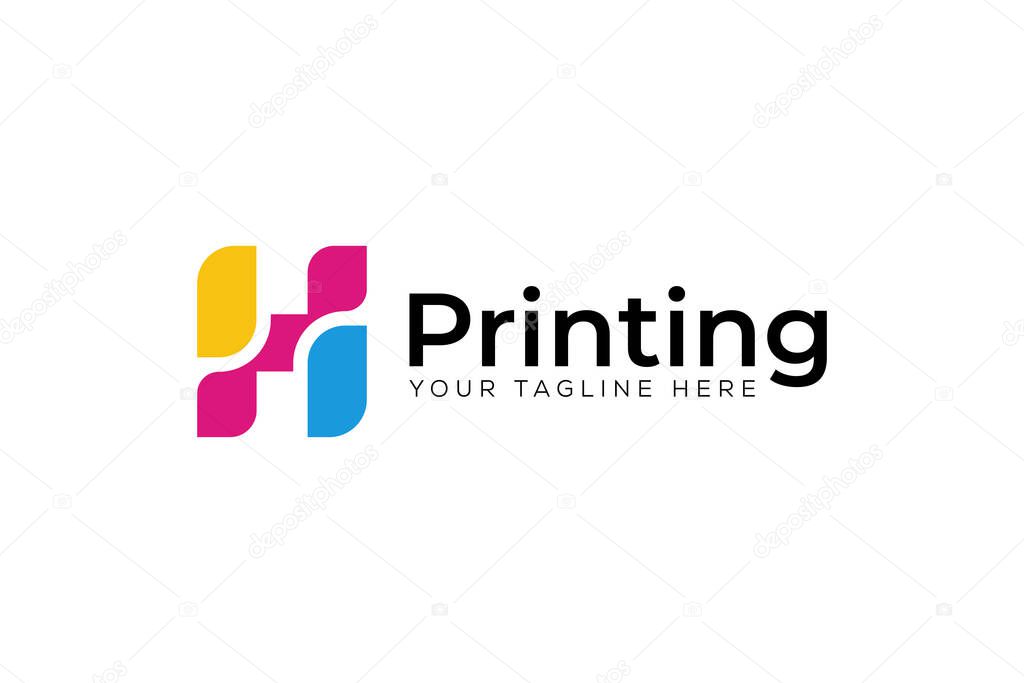 Printing h logo template design illustration vector