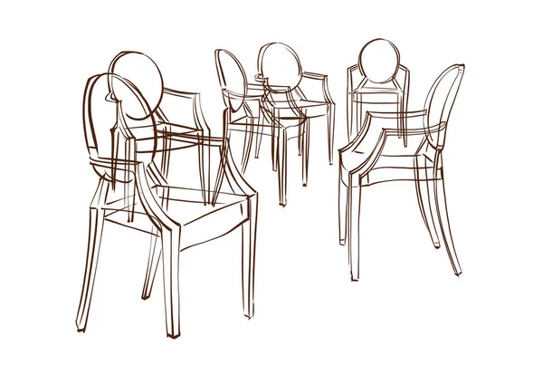 Ilustracja Krzesła Szkic Krzesła Rysunek Styl Wnętrza — Zdjęcie stockowe