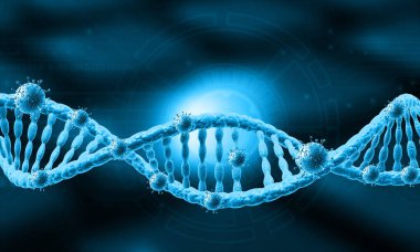 İnsan DNA virüsü saldırısı. 3d illüstrasyon