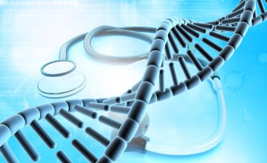 Steteskopta insan DNA 'sı var. 3d illüstrasyon