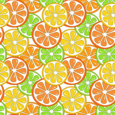 Citrus renkli, renksiz vektör deseni, tekstil izi, duvar kağıdı, ambalaj kağıdı, dekoratif meyve arkaplanı dilimler.