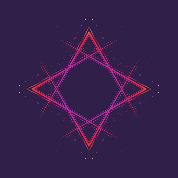 Hexagram. Multicultural symbol representing anahata chakra in yoga and a Star of David. Line drawing isolated on a deep violet background. — Stock Vector