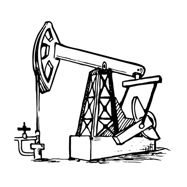 A pumpjack is the overground drive for a reciprocating piston pump in an oil well. — Stock Vector