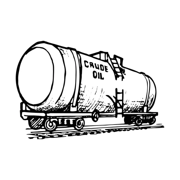 Un wagon-citerne est un type particulier de matériel ferroviaire roulant destiné au transport de marchandises liquides et gazeuses. . — Image vectorielle