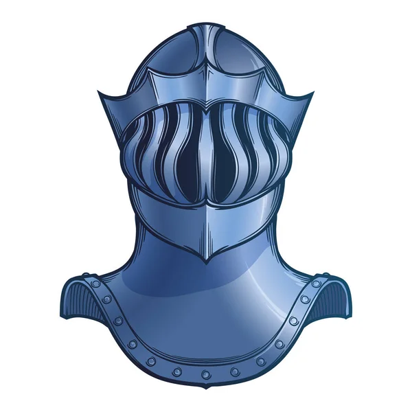 Late Medieval European helmet tipically worn by mounted knights on tournaments. Front view. Heraldry element. Painted sketch isolated on white background. — Stock Vector