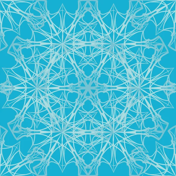 Winter Frost Patterns Intricate Star Crystall Silhouettes Isolated Blue Background — Stock Vector