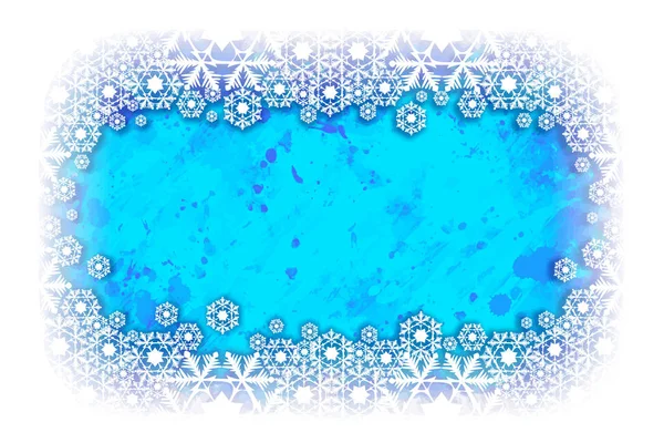 White Lacelike Elegant Snowflakes Arranged Rectangular Horizontal Frame Isolated Watercolor — Stock Vector