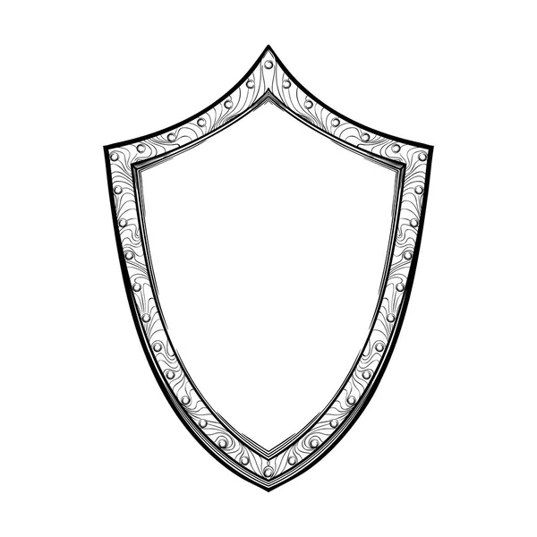 Early medieval English shield. Front view. — Stock Vector