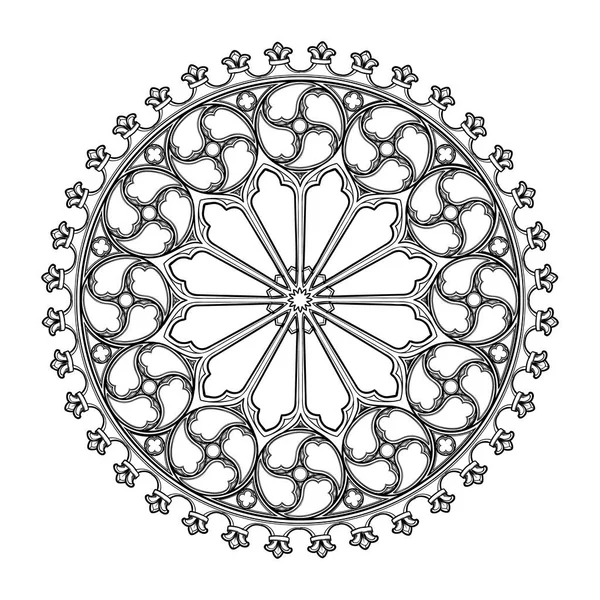 Rosa gótica. Motivo arquitectónico popular en el arte europeo medieval — Vector de stock