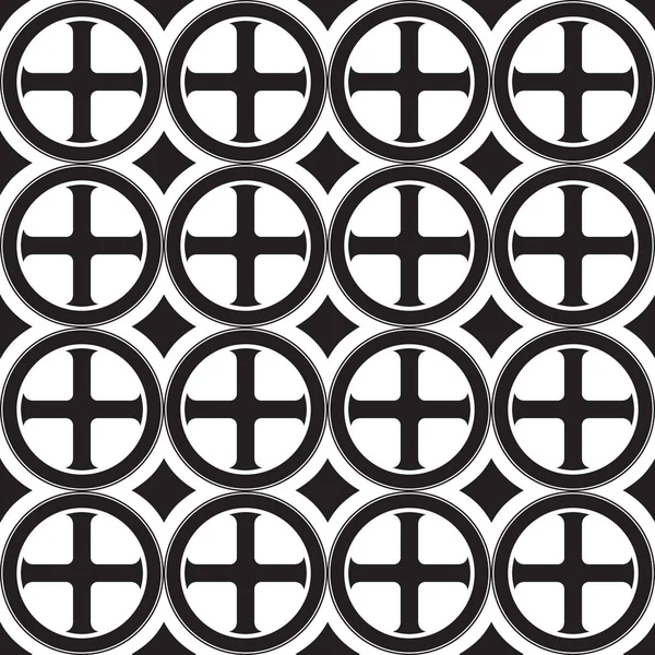 Gothic Cross in the circle seamless pattern. Popular motiff in Medieval european and Byzantine art. — Stock Vector