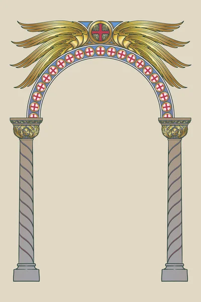 Estilo bizantino medieval primitivo arco redondo . — Vetor de Stock
