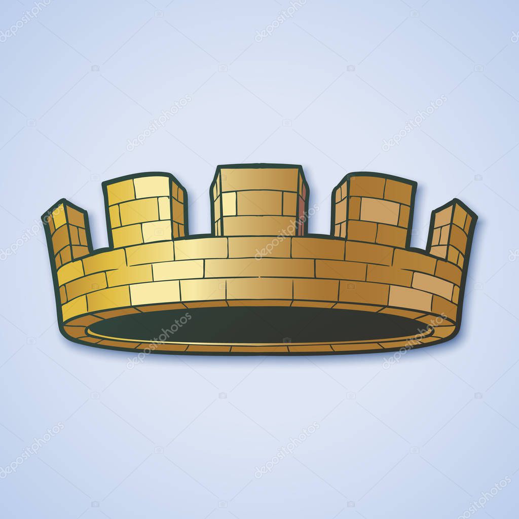 City or municipal body crown. Element for design logo, coat of arms, emblem and tattoo. Vector illustration isolated on white background.
