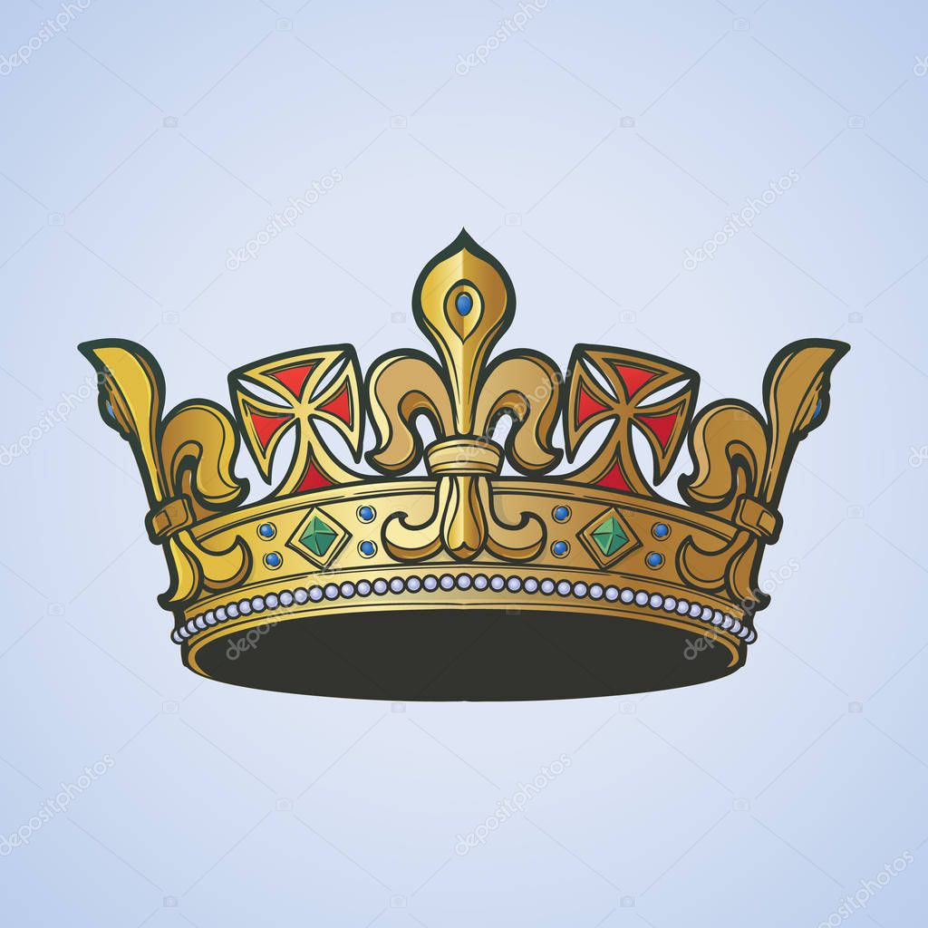 Filigree high detailed ducal crown. Element for design logo, emblem and tattoo. Vector illustration isolated on white background Coloring book for kids and adults