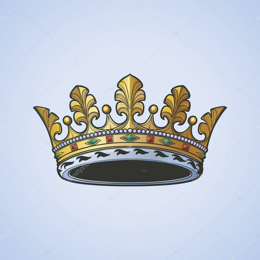 Filigree high detailed ducal crown. Element for design logo, emblem and tattoo. Vector illustration isolated on white background Coloring book for kids and adults