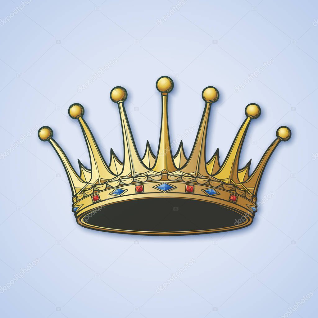 Detailed earl crown. Element for design logo, coat of arms, emblem and tattoo. Vector illustration isolated on white background.
