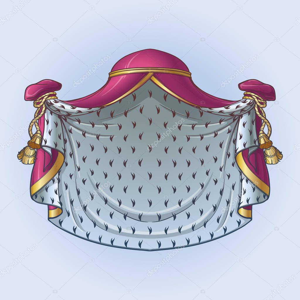 Royal mantle for the Coat of Arms. Element for designing coat of arms, logo, emblem and tattoo. Vector illustration isolated on white background.