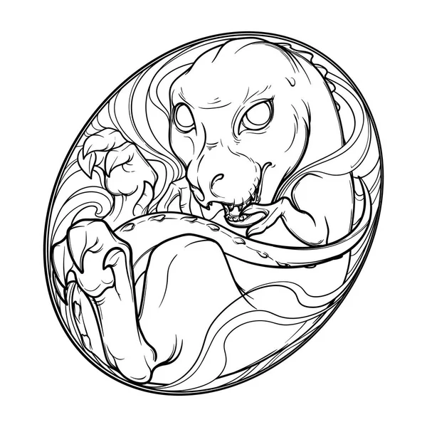 Μωρό Tyrannosaurus Rex στο αυγό. Χαριτωμένο ζώο σχέδιο. Σκίτσο στυλ εικονογράφηση. — Διανυσματικό Αρχείο