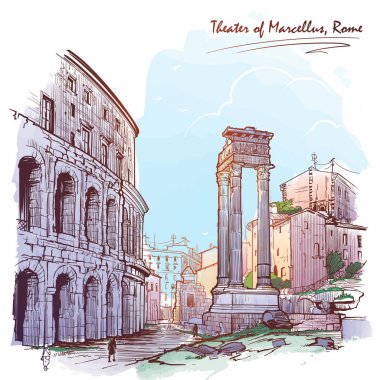 Theater of Marcellus and portico of Octavia in Rome, Italy. clipart
