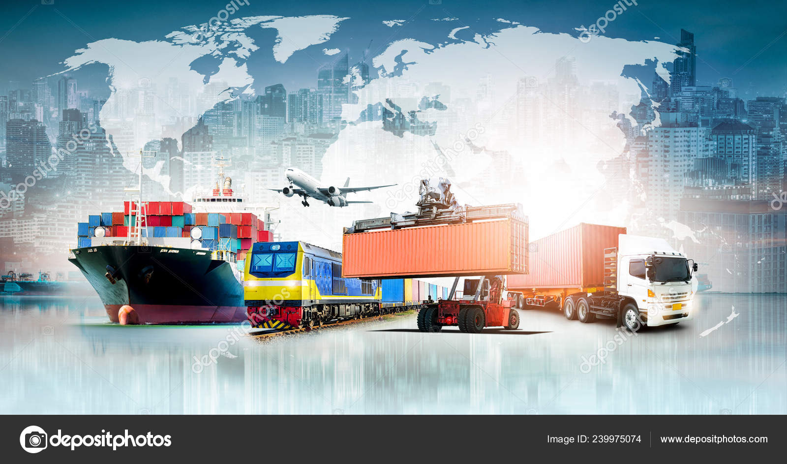 Global Business Logistics Import Export Background Container Cargo
