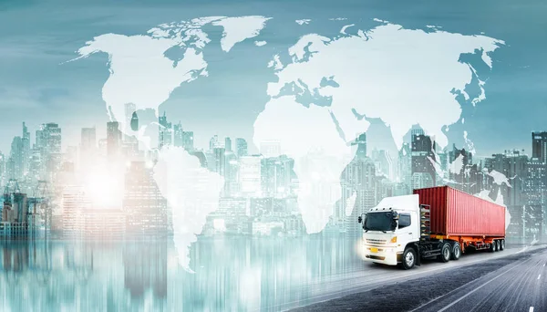 Wereldwijde Zakelijke Logistiek Import Export Achtergrond Container Vrachtschip Transportconcept — Stockfoto
