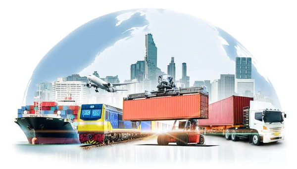 Wereldwijde Zakelijke Logistiek Import Export Witte Achtergrond Container Vrachtschip Transportconcept — Stockfoto