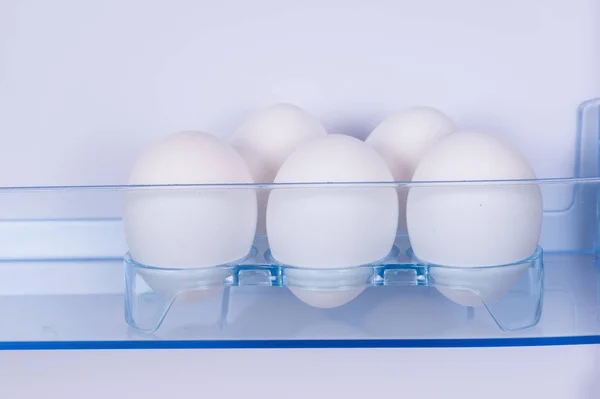 Eggs White Shelf Refrigerator Healthy Nutrition Concept — Stock Photo, Image
