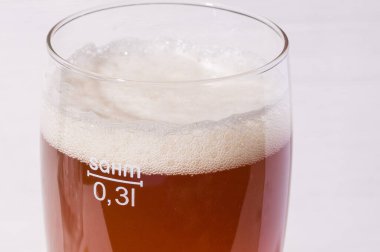Beyaz arka planda hafif malttan yapılmış ev yapımı bira köpüğü. Pilsner Malt 'tan bira veya bira.