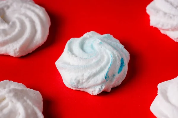 Homemade Sweet Colored Meringue White Background — Stock Photo, Image