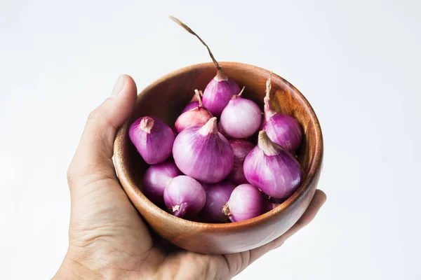 Frische Schalotten Rote Zwiebel Auf Weißem Hintergrund — Stockfoto