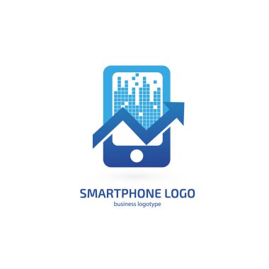 Çizimde tasarım logo iş web pazarlama. Vektör smartphone web simgesi.