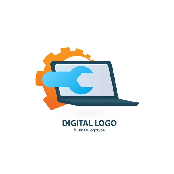 Illustration Conception Logotype Logiciel Bureau Entreprise Icône Web Ordinateur Vectoriel — Image vectorielle