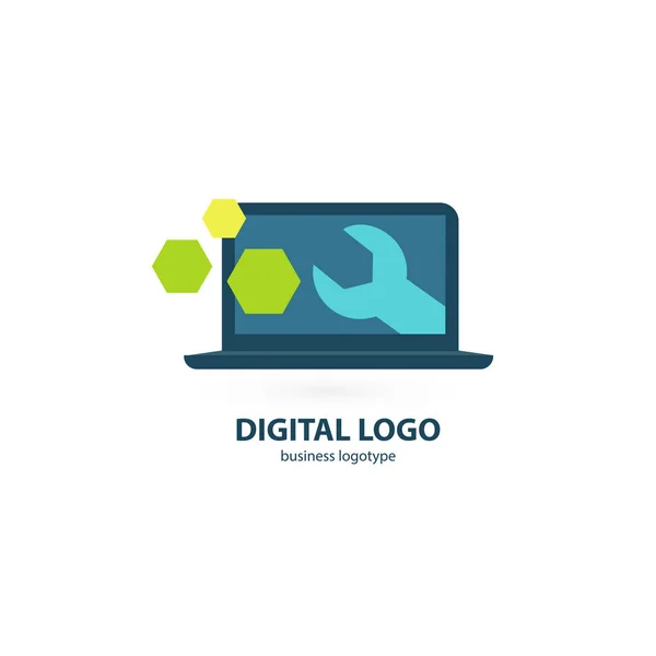 Progettazione Illustrativa Del Software Desktop Aziendale Logotipo Icona Web Del — Vettoriale Stock