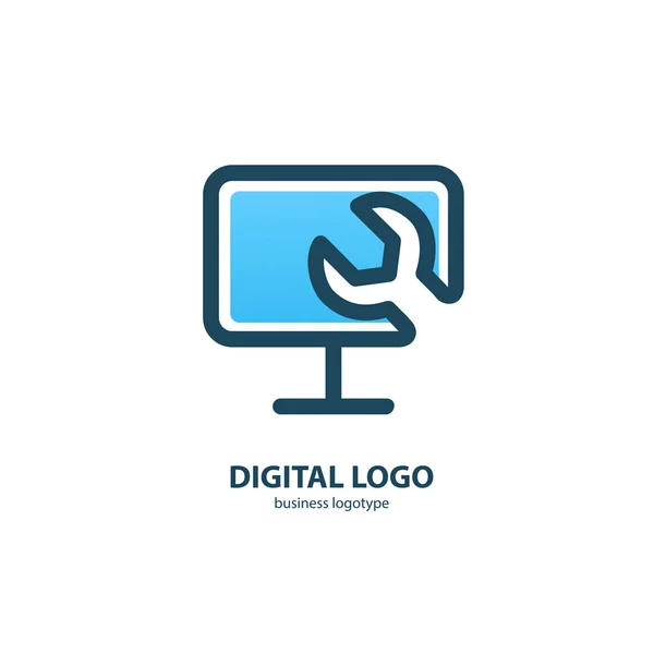 Иллюстрационный Дизайн Логотипа Бизнес Настольного Программного Обеспечения Иконка Векторного Компьютера — стоковый вектор