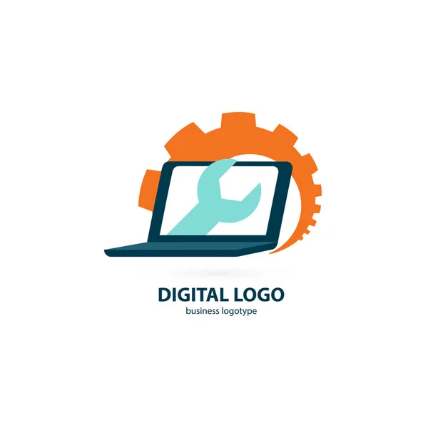 Illustration Conception Logotype Logiciel Bureau Entreprise Icône Web Ordinateur Vectoriel — Image vectorielle