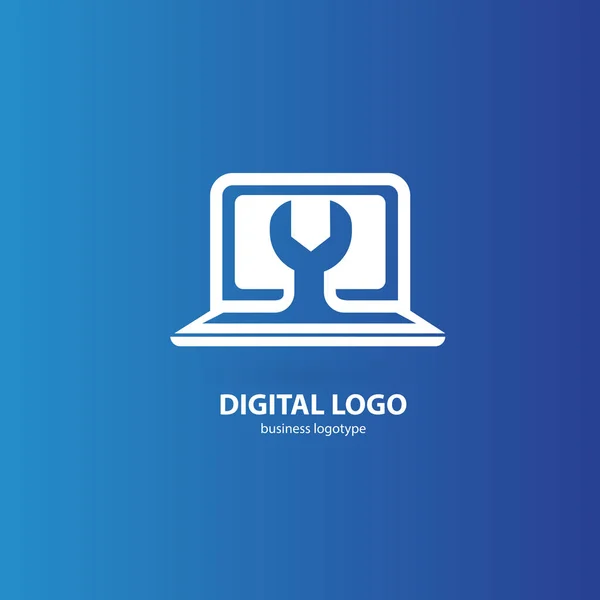 Illustration design of logotype business desktop software. Vector computer web icon.