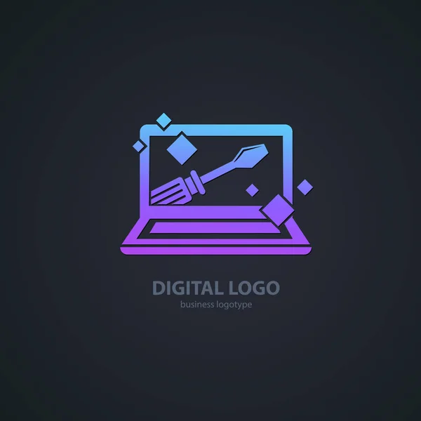 Illustration Design Logotype Business Desktop Software Vector Computer Web Icon — Stock Vector