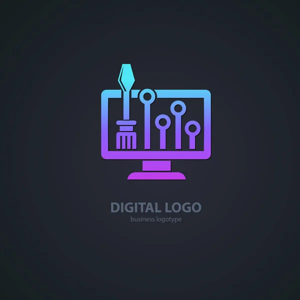 Illustration Conception Logotype Logiciel Bureau Entreprise Icône Web Ordinateur Vectoriel — Image vectorielle