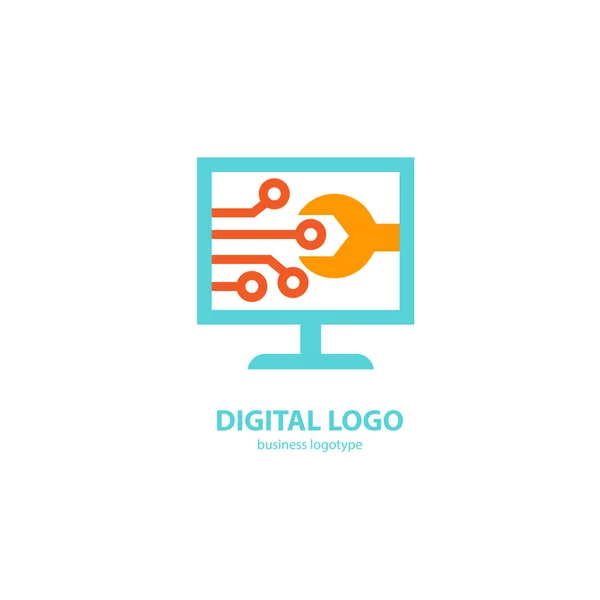 Illustration Conception Logotype Logiciel Bureau Entreprise Icône Web Ordinateur Vectoriel — Image vectorielle