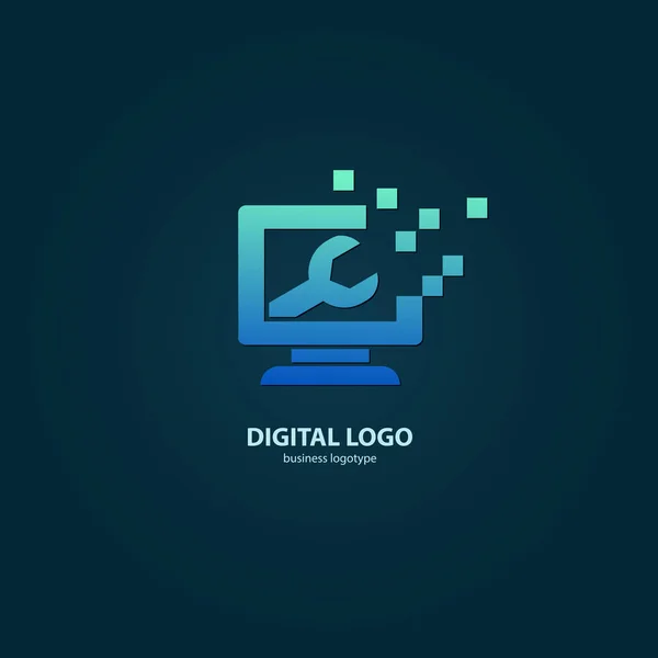 Illustration Conception Logotype Logiciel Bureau Entreprise Icône Web Ordinateur Vectoriel — Image vectorielle